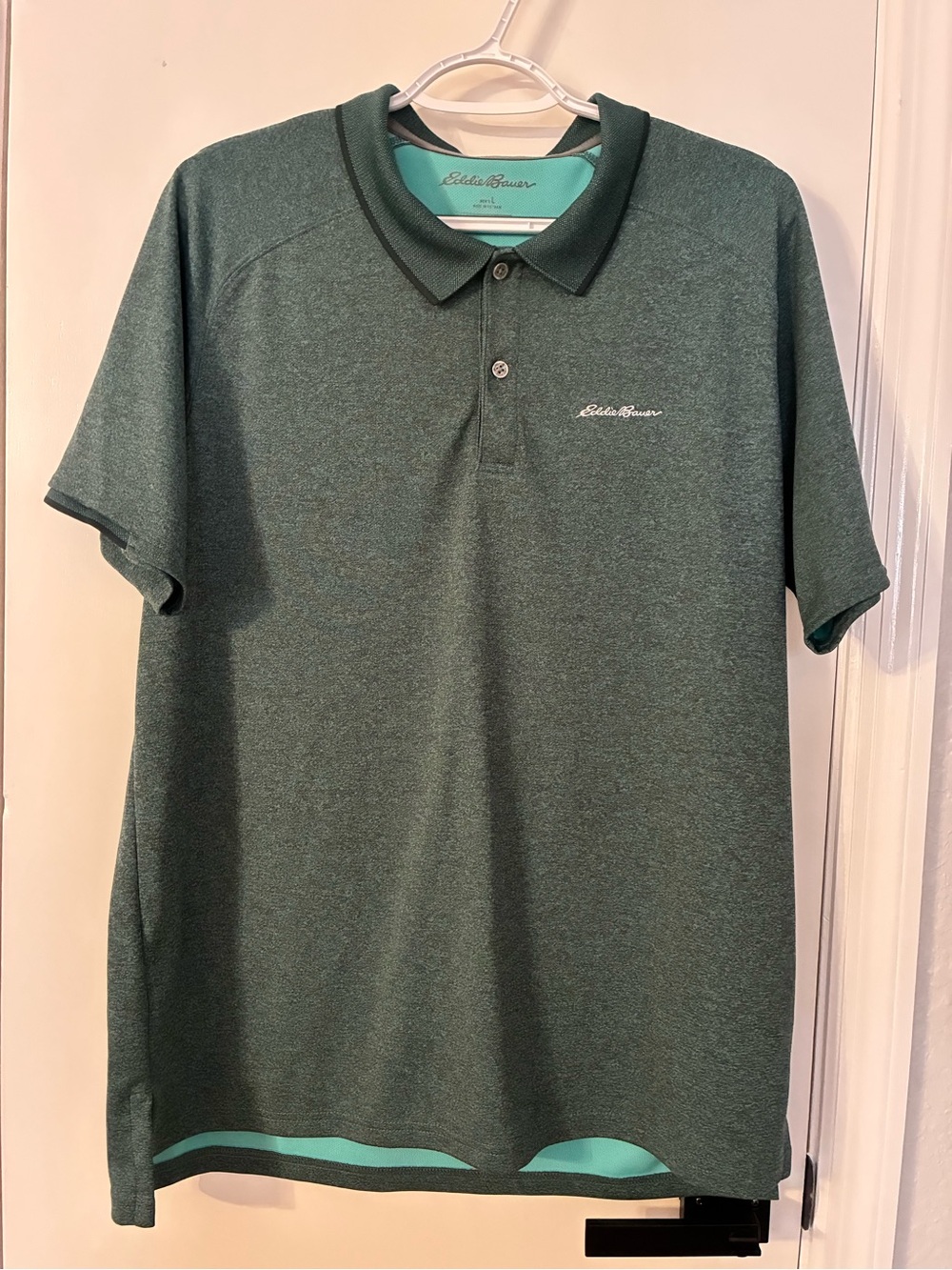 Eddie Bauer Men's Freedry Green Heathered Golf/Polo Shirt